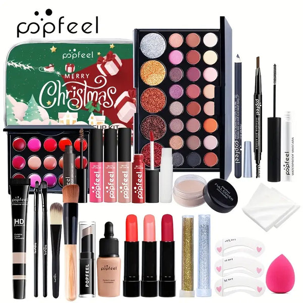 POPFEEL Christmas Makeup Kit: All-in-One Beauty Collection with Rich Hues and Creamy Texture