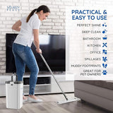 SqueezyPeasy Premium Flat Mop and Bucket Set for Floor Cleaning - Compact & Lightweight Cleaning System with 360 Rotating Head - 5 Microfibre Reusable Wet and Dry Mop Pads Included - 3 Chamber Design