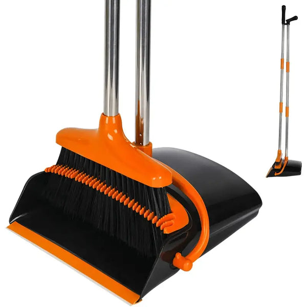 Long Handled Dustpan and Brush Set – Lobby Dust Pan with Sweeping Broom for Easy Cleaning