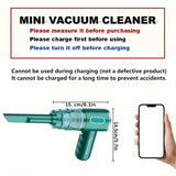 Portable High-Power Handheld Vacuum Cleaner – USB Rechargeable, Wireless, Ideal for Home and Car Dust Removal